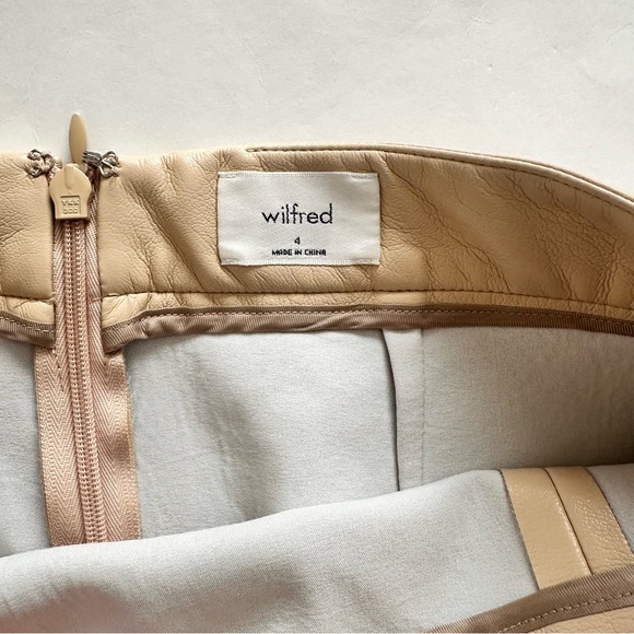 Wilfred Aritzia Patio Mini Skirt Faux Leather in Cream Size 4 - Picture 9 of 15